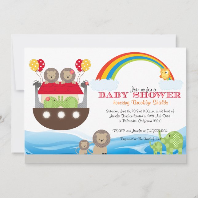Noah's Ark Invitation - Babydusche Einladung (Vorderseite)
