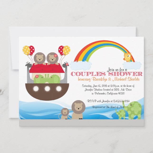 Noah's Ark Invitation - Paare Babydusche Einladung (Vorderseite)