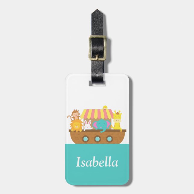 Noah's Ark, Niedliche Tiere, für Kinder Gepäckanhänger (Vorderseite vertikal)