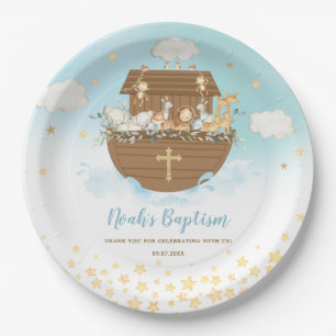 Noah's Ark Niedlichen Tiere Boy Baptism Christenin Pappteller