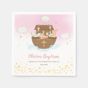 Noah's Ark Niedlichen Tiere Girl Baptism Christeni Serviette