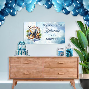 Noah's Ark Niedlicher Tiere Blue Boy Baby Shower Banner