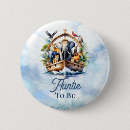Noahs Ark Niedlicher Tiere Blue Boy Tante zu sein Button