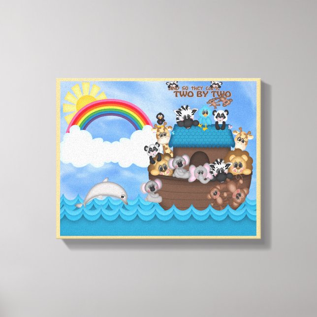 Noahs Ark of Animals Two by Two Bible Große Flut Leinwanddruck (Vorderseite)