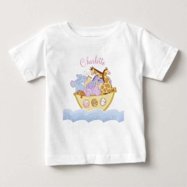 Noah's Ark personalisiert Name Baby Bodysuit Baby T-shirt (Vorderseite)
