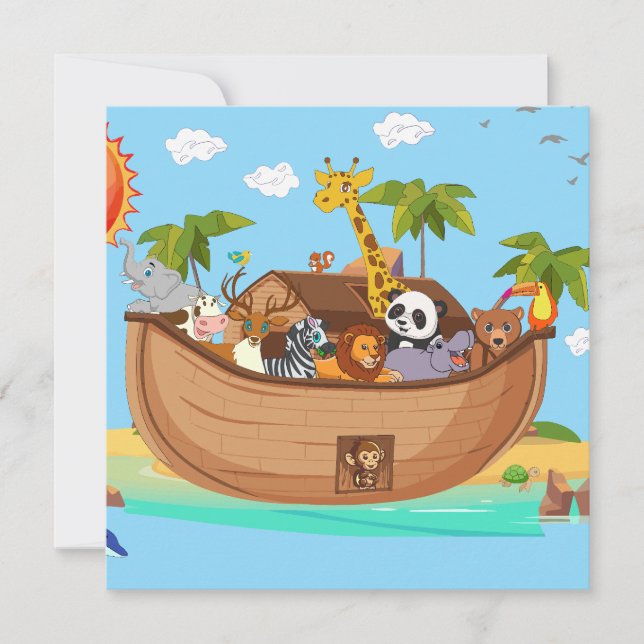 Noah's Ark Personalize Custom Einladung (Vorderseite)