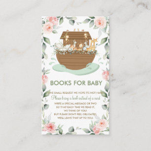 Noah's Ark Pink Floral Baby Shower Books for Baby Begleitkarte