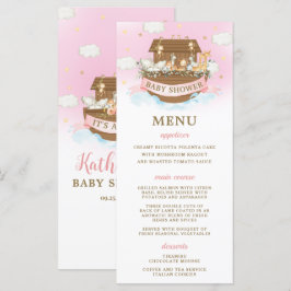 Noah's Ark Pink Girl Twins Baby Shower Programm