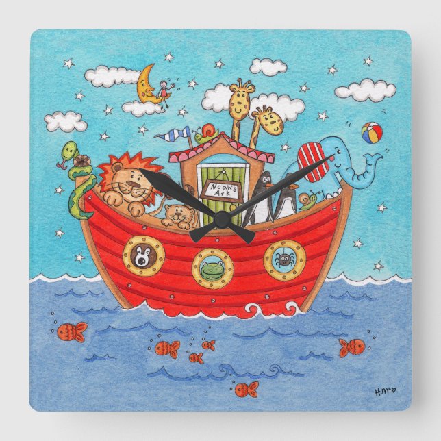 Noah's Ark Quadratische Wanduhr (Vorderseite)
