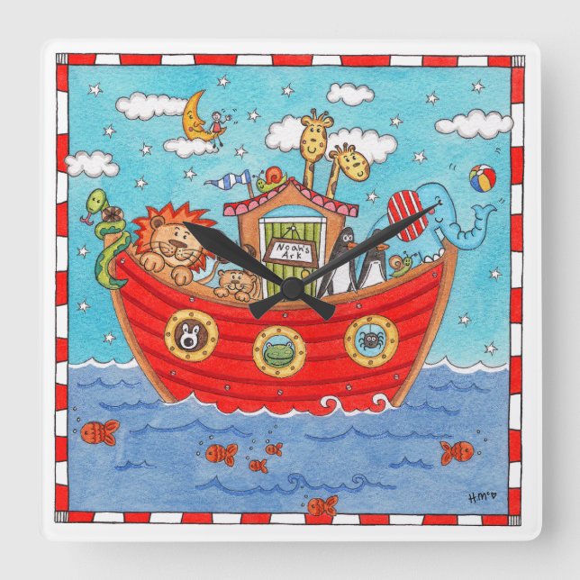Noah's Ark Quadratische Wanduhr (Vorderseite)