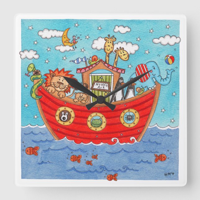 Noah's Ark Quadratische Wanduhr (Vorderseite)