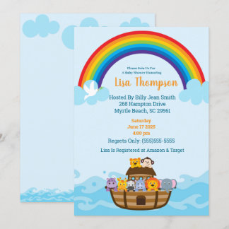 Noah's Ark Rainbow Baby Shower Einladung