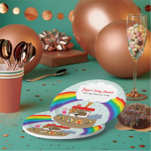 Noah's Ark Rainbow Baby Shower Pappteller