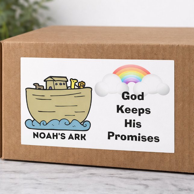 Noahs Ark Rainbow Gottes Versprechen Rechteckiger Aufkleber (Von Creator hochgeladen)