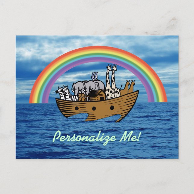 Noah's Ark & Rainbow Postkarte (Vorderseite)