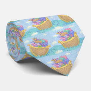 Noah's Ark Religious Novelty Blue Pattern Krawatte