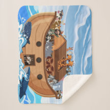 Noah's Ark Sherpa Fleece Blanket für Kinder