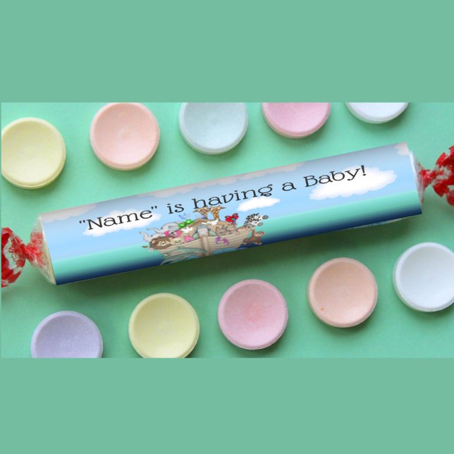 Noah's Ark Smartie Candy Wrapper Gefälligkeitslabe Etiketten (Noahs Ark Baby Shower Smartie Candy Wrapper Labels Party Favors)