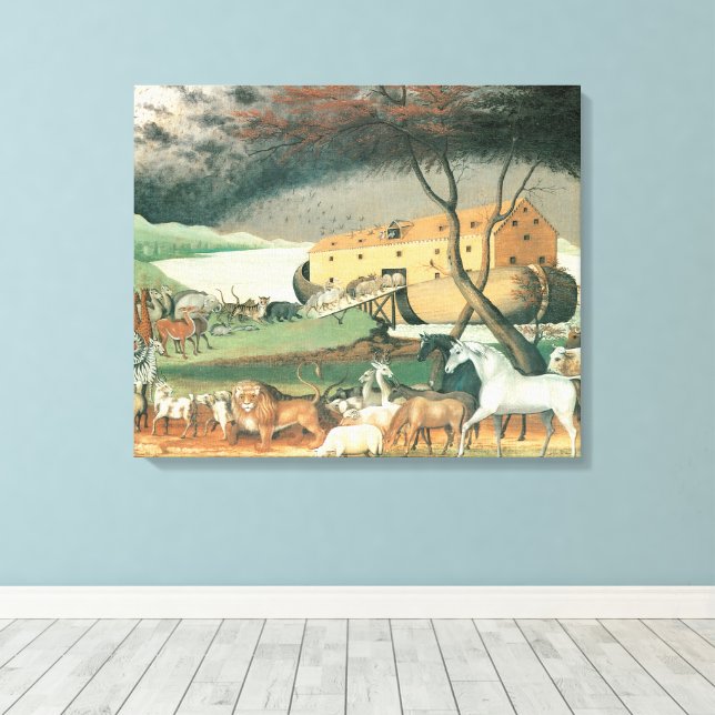 Noah's Ark von Edward Hicks, Vintage Volkskunst Leinwanddruck (Insitu (Holzboden))