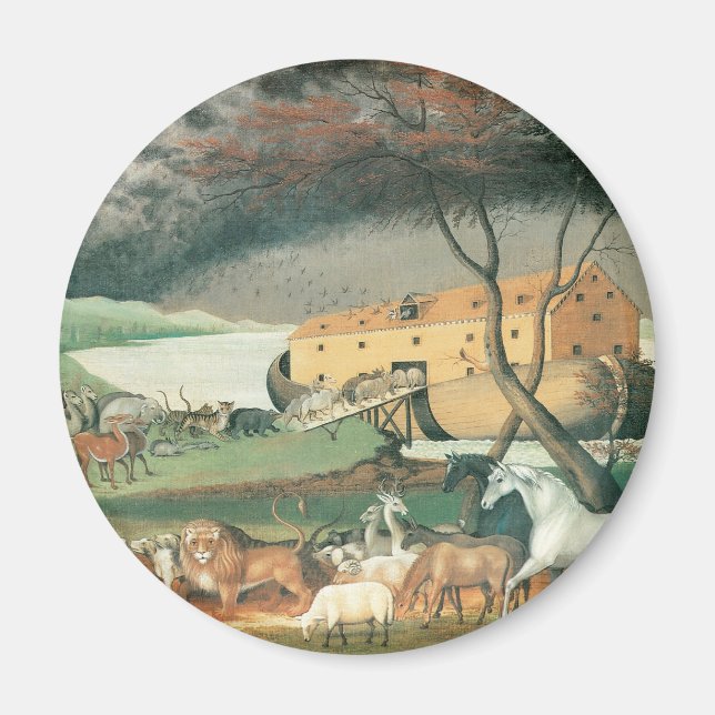 Noah's Ark von Edward Hicks, Vintage Volkskunst Magnet (Vorne)