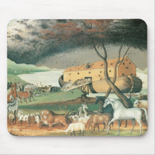 Noah's Ark von Edward Hicks, Vintage Volkskunst Mousepad