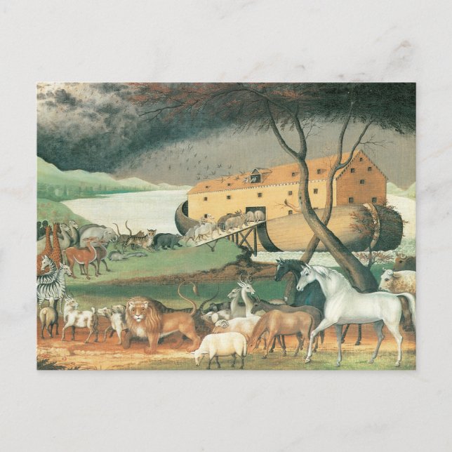 Noah's Ark von Edward Hicks, Vintage Volkskunst Postkarte (Vorderseite)