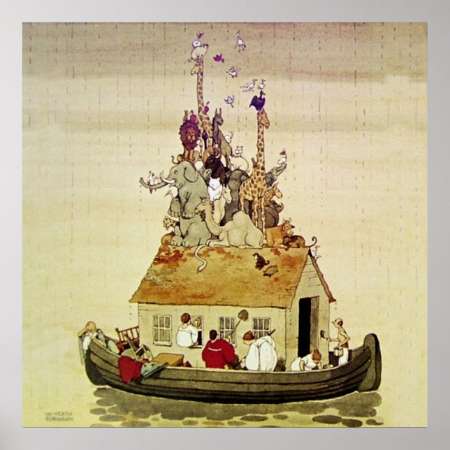 "Noah's Ark" von W. Heath Robinson Poster (Vorne)