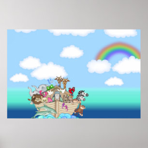 Noahs Ark Wall Mural Poster Baby Kinderzimmer Kind