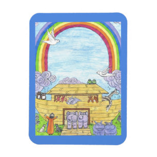 Noahs Ark Watercolor Rainbow Animal Elephant Magnet