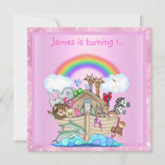 Noahs Arsch Animal Einladung PINK Geburtstag neu