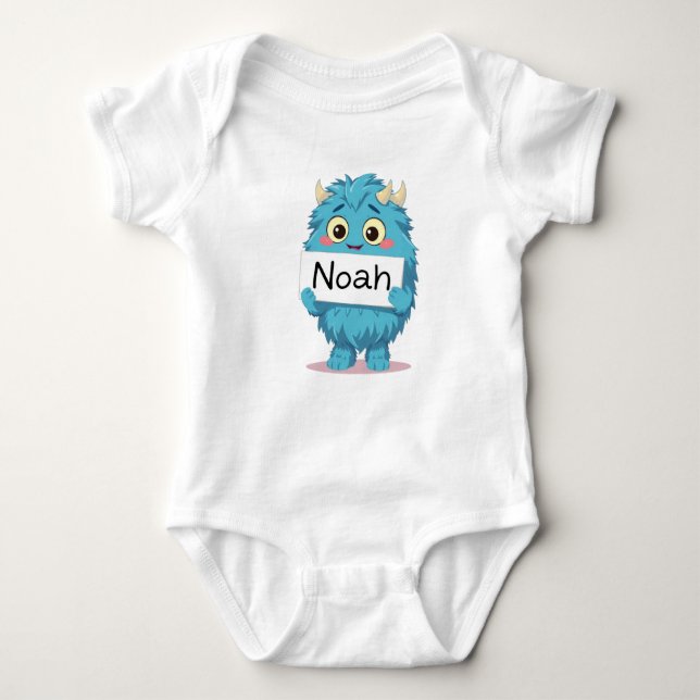 Noah's Big Blue Pal - A Personalized Monster Adven Baby Strampler (Vorderseite)