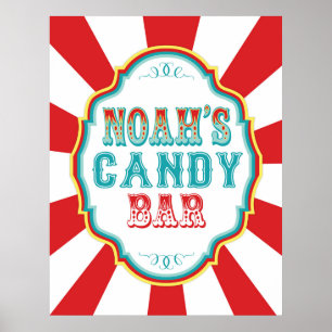 Noah's Candy Bar Birthday Carnival Sign Poster