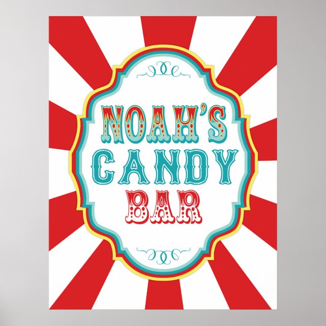 Noah's Candy Bar Birthday Carnival Sign Poster (Vorne)
