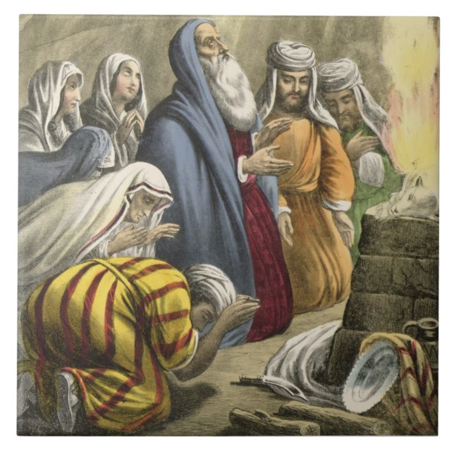 Noahs Opfer auf dem Verlassen der Arche, von einer Fliese (Vorderseite)