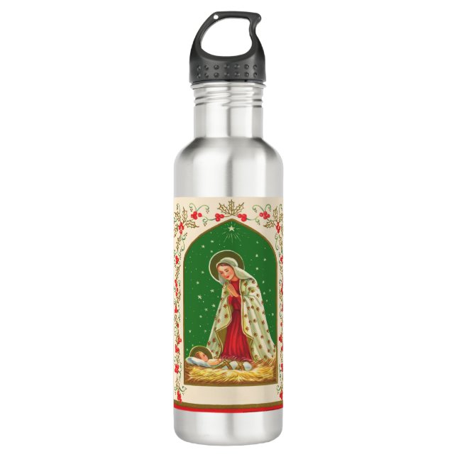 NOB165 Mary und Baby Jesus.tif Edelstahlflasche (Vorderseite)
