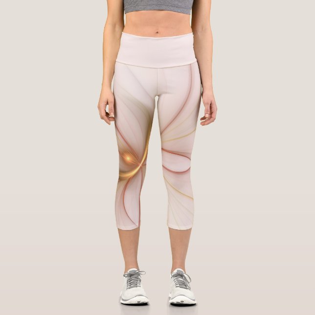 Nobelkupfer und Gold Abstrakt Moderne Fraktal Kuns Capri Leggings (Vorderseite)