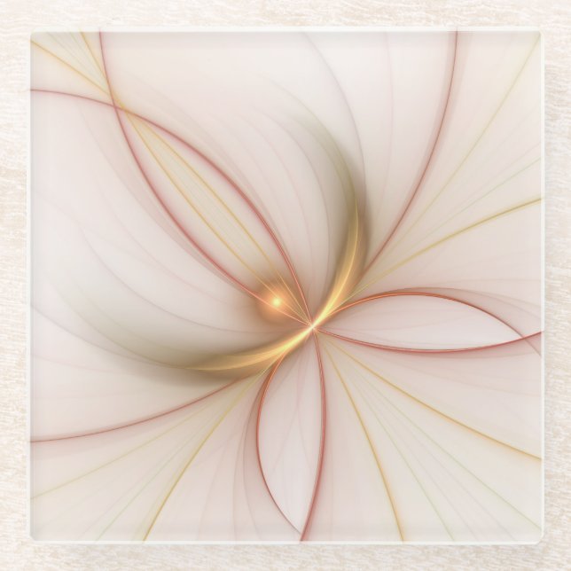 Nobelkupfer und Gold Abstrakt Moderne Fraktal Kuns Glasuntersetzer (Vorderseite)