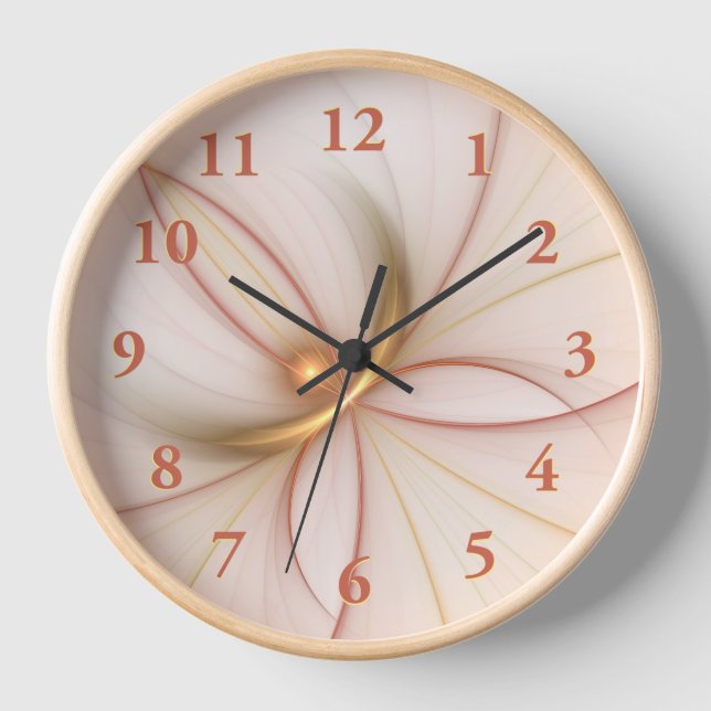 Nobelkupfer und Gold Abstrakt Moderne Fraktal Kuns Uhr (Vorderseite)