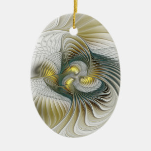 Nobile Golden Aquamarine Abstrakte Fantasie Frakta Keramik Ornament