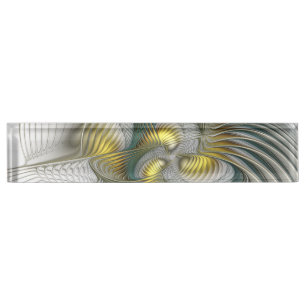 Nobile Golden Aquamarine Abstrakte Fantasie Frakta Namensplakette