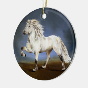 Nobility White Icelandic Horse Keramikornament
