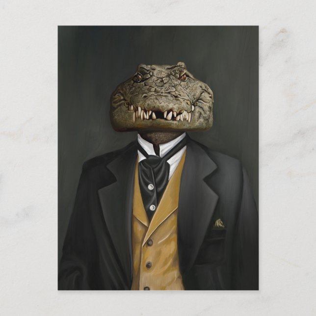 Noble Beasts - Dandy Crocodile Postkarte (Vorderseite)