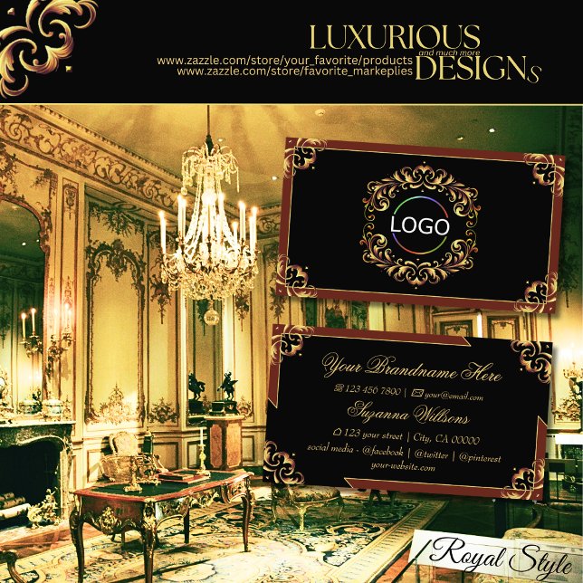 Noble Black Brown Gold mit Logo beeindruckend Visitenkarte (Von Creator hochgeladen)