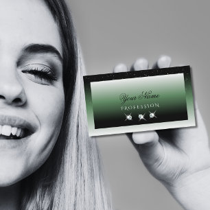 Noble Black Green Ombre Sparkle Diamonds Elegant Visitenkarte