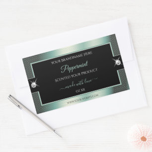 Noble Black Icy Aquamarin Shiny Brilliant Produkte Rechteckiger Aufkleber