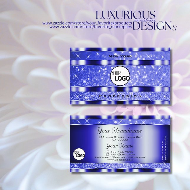 Noble Blue Luminous Glitzer Sparkle Stars und Logo Visitenkarte (Von Creator hochgeladen)