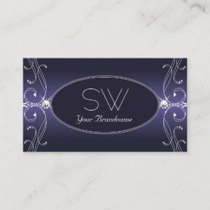 Noble Blue Ombre Verziert Sparkle Diamonds Monogra Visitenkarte