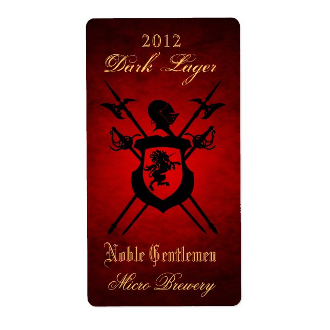 Noble Gentlemen Knights Wappen Red Beer Label (Vorne)