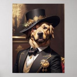 Noble Golden Retriever in elegantem, Viktorianisch Poster