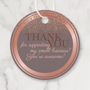 Noble Gray und Rose Gold mit Glitzer Vielen Dank Geschenkanhänger